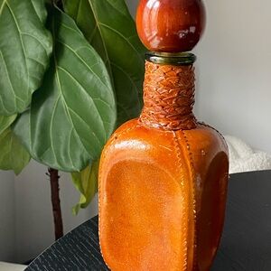 Vintage Leather Wrapped Decanter - Made in Italy